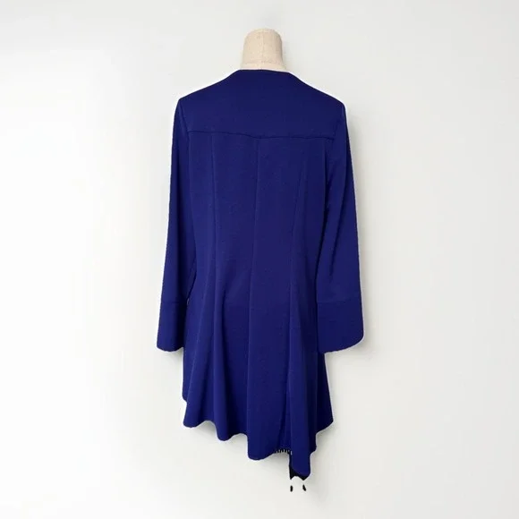 IC by Connie-K Womens L Cobalt Scuba Shift Dress Asymmetrical Buckle VTG 90s USA - Picture 6 of 11